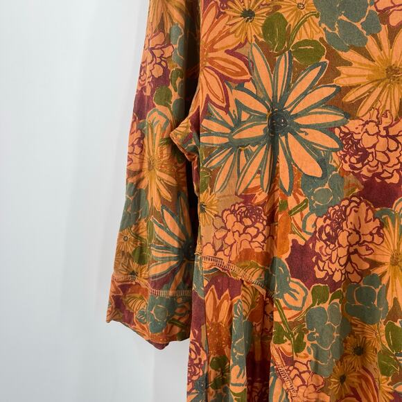 C.MC. BY COLOR ME COTTON Top SZ Medium Made in USA Lagenlook Floral Flowy Shirt - Picture 6 of 11